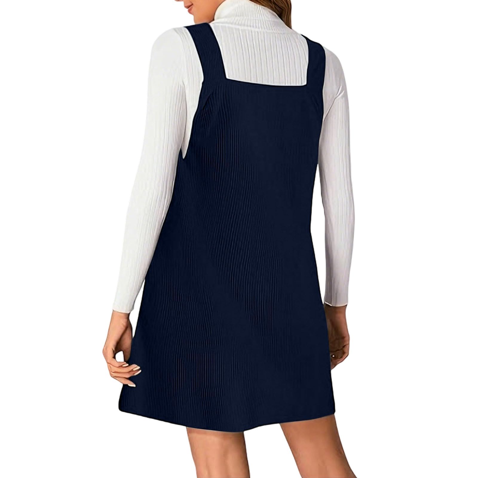 Latzkleid Damen Winter Kurz Kleid Damen Cord A Linie Winterkleid V Ausschnitt Elegant Overallkleid Ärmellos Cordkleid Latz Frühlingskleid Frauen Latzrock Herbstkleid Einfarbig Damenkleider