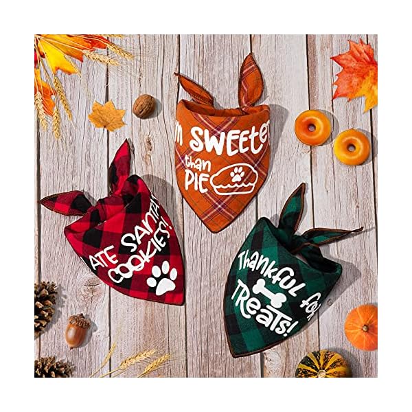 3 pack thanksgivng dog bandana, fall classic plaid halloween christmas xmas autumn triangle bandanas scarf bibs kerchief gift set - pet holiday accessories decoration for small to large dogs cats pets - image 9