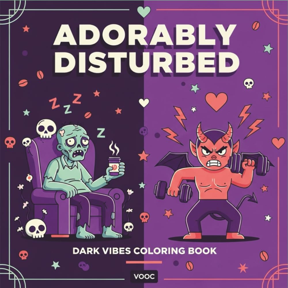 Adorably Disturbed: Dark Vibes Coloring Book - Spooky Cute Characters with Sarcastic Quotes - Relatable Mental Health for Adults Relaxation (Pawsitively Naughty - Funny and Cute Coloring)
