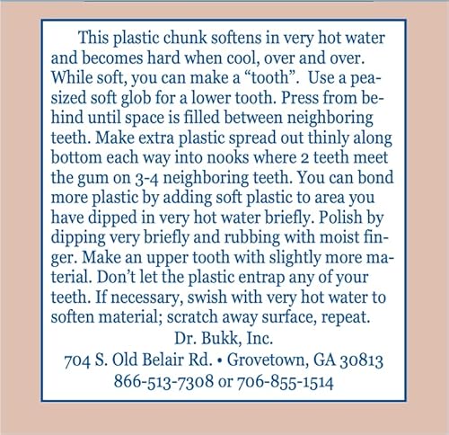 Imako Cosmetic Teeth Extras- Tooth Tinted Plastic- Natural Color. Temporary Tooth #TOP2