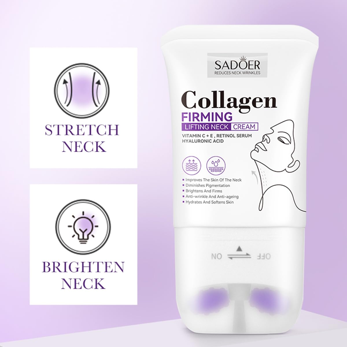 Collagen Firming Lifting Neck Cream, Anti-Aging, Tightening & Hydrating Cream for Saggy Skin Reduces Wrinkles - Image 3