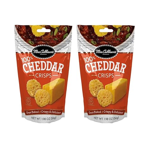 Miniatura 9 de Mrs. Cubbison's Cheese Crisps - Queso real, apto para dieta cetogénica, ideal para aperitivos y ensaladas, sabor cheddar, 1.98 onzas (paquete de 9)