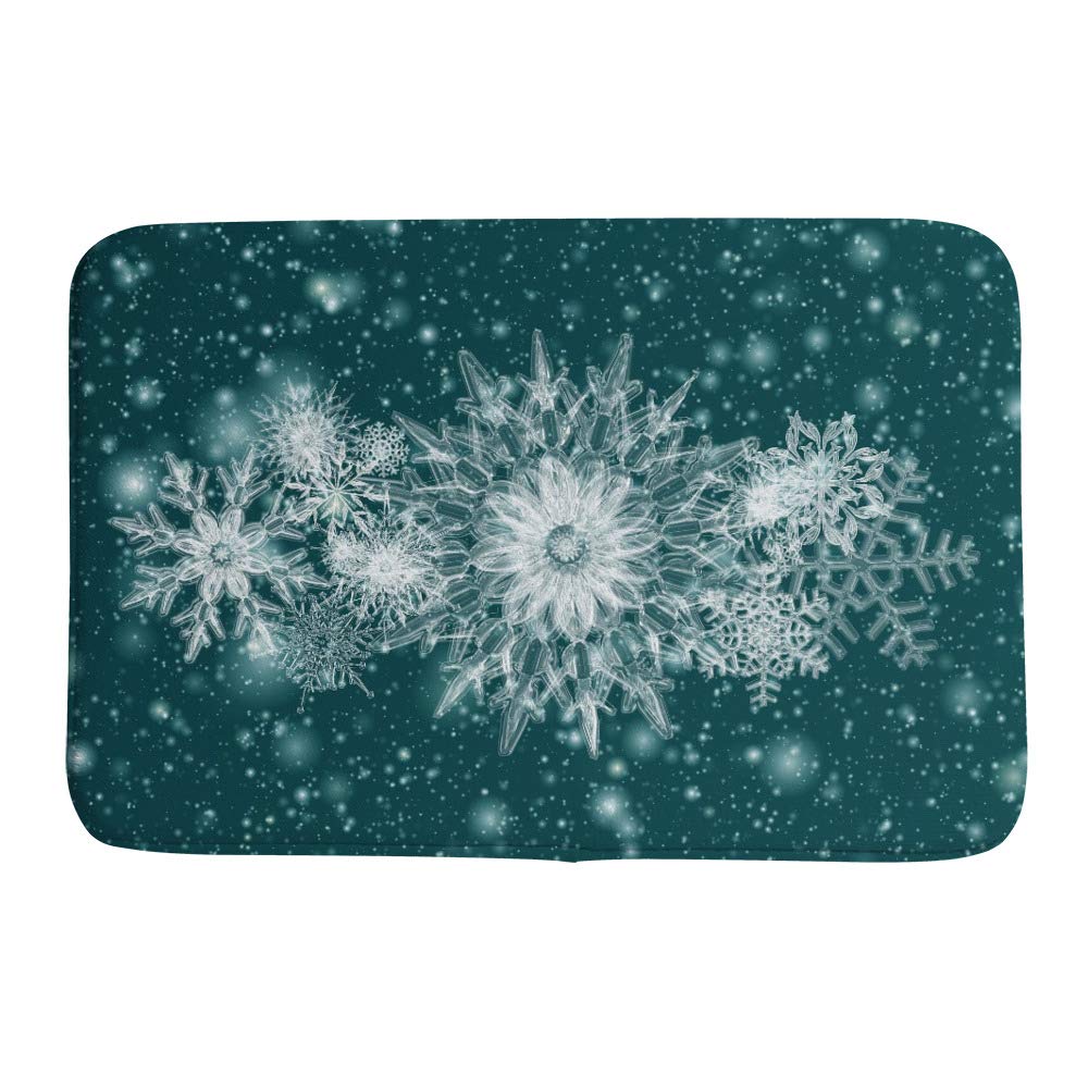 Tapis de bain absorbant et anti-glisse bleu flocon de neige 91x61 cm