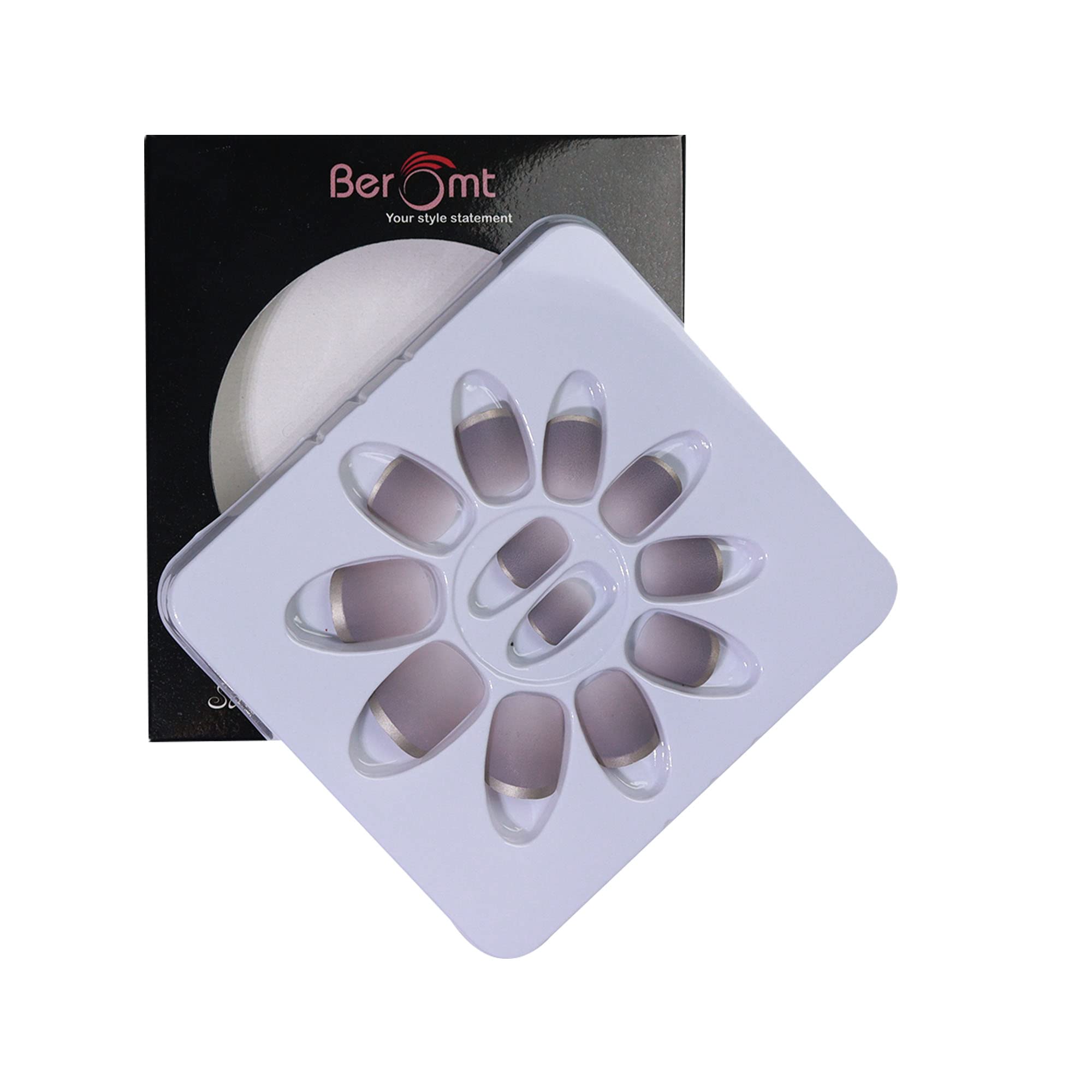 Beromt False nails Set of Full Fake Nails Salon Ready Matte Finish Beautiful Solid Colors Nails For Women Professionals Small Square - BFN198FN