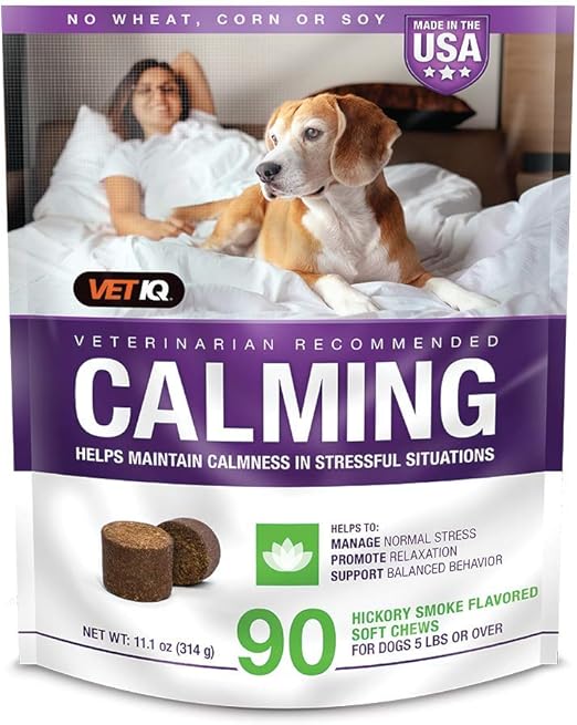 VetIQ Calming Support Supplement for Dogs, Anxiety Supplement Soft Chews,1 Count (Pack of 90)
