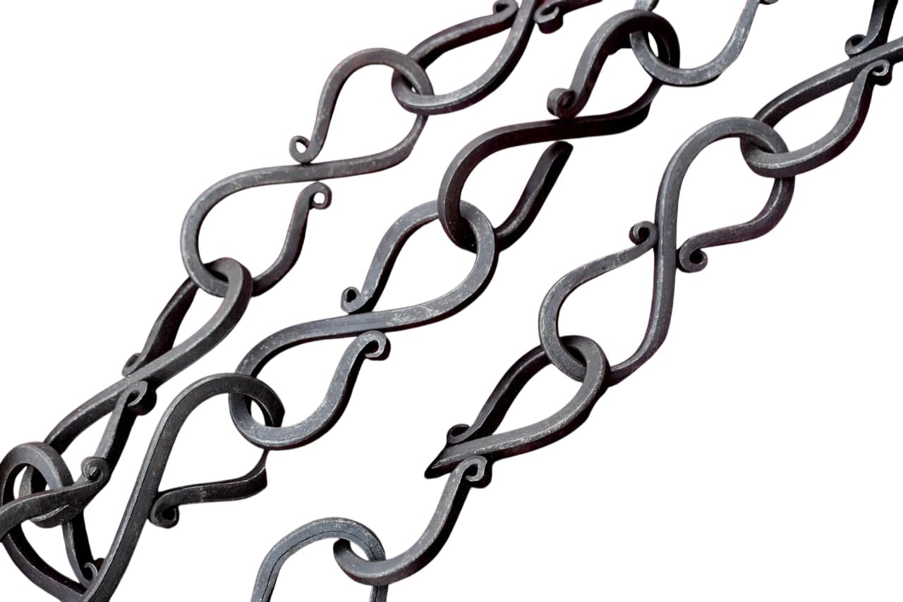 ARTIZANSTORE Hand Forged Viking S Hook Chain: Medieval Plant Hanger, Garden Decor