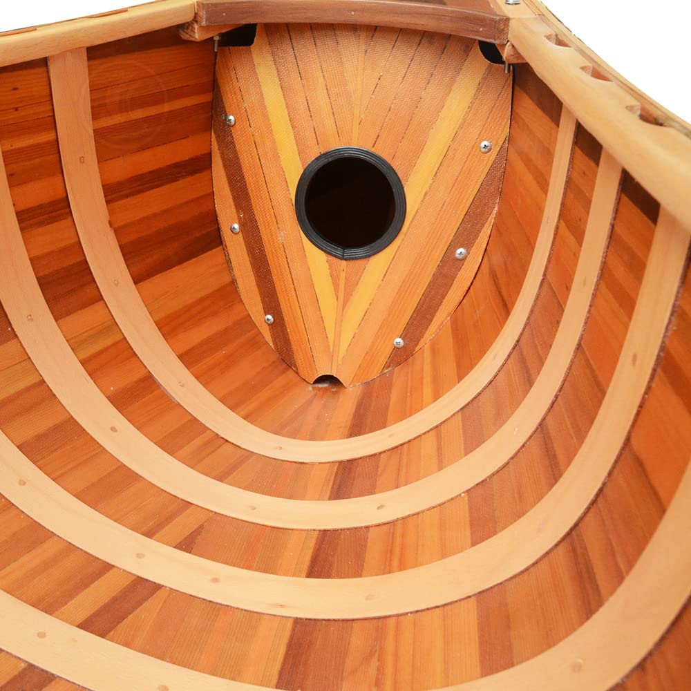 Old Modern Handicrafts 10 ft Wooden Canoe with Ribs Curved Bow - Display Only - Handcrafted in 500+ Hours - 118.5L x 26.2W x 16H Inches