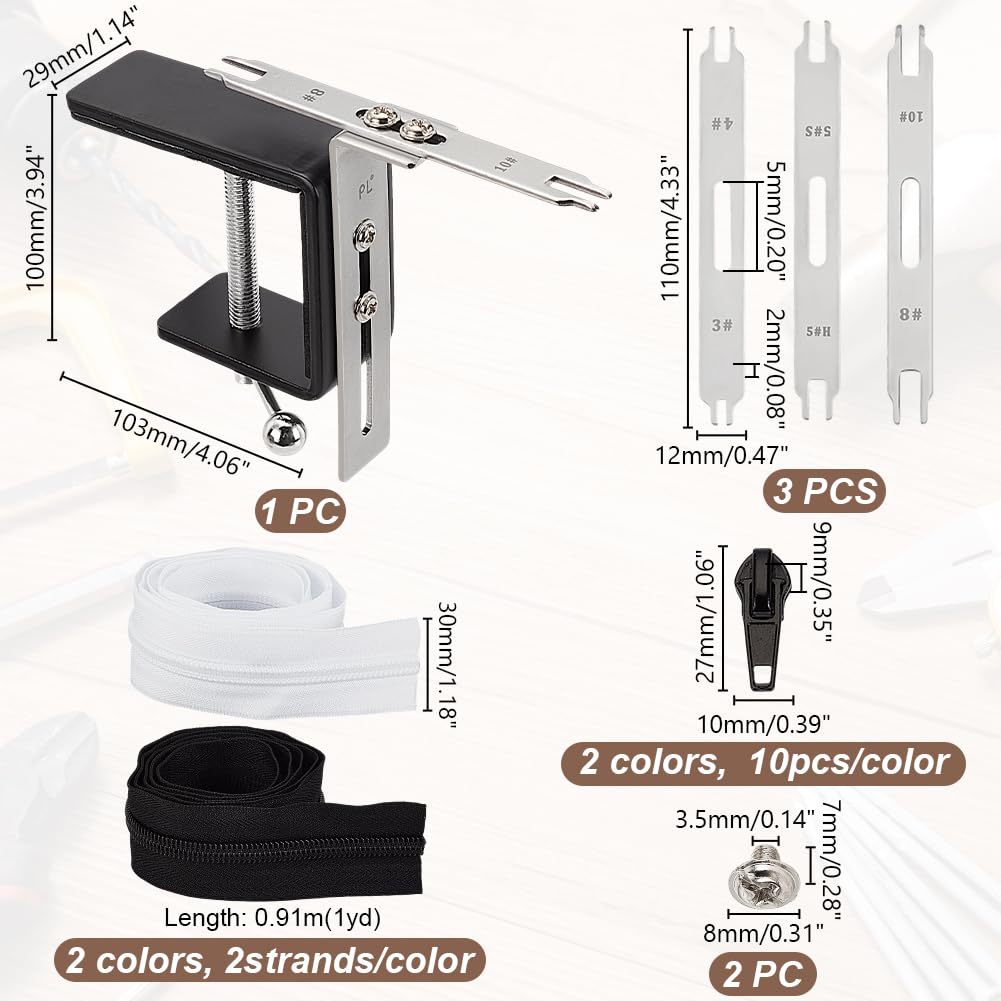 AHANDMAKER Zipper Jig Schieber, Werkzeugsatz für die Reißverschlussmontage von #2,5 bis #10, Reißverschlüsse Und Schieber Ersetzen Reißverschlüsse zum Nähen, Schlafsack
