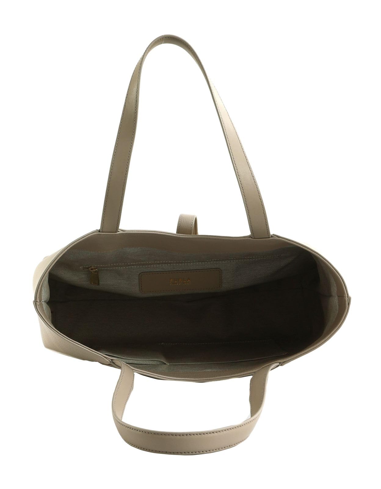 Furla Cuero bolso shopper Goccia Tote Bag Linen marrón topo