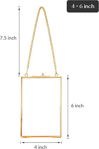 Miniatura 6 de Marco de flores prensadas para colgar de 4 x 6 pulgadas, marco de fotos flotante de doble vidrio hecho a mano, marco de vidrio para flores
