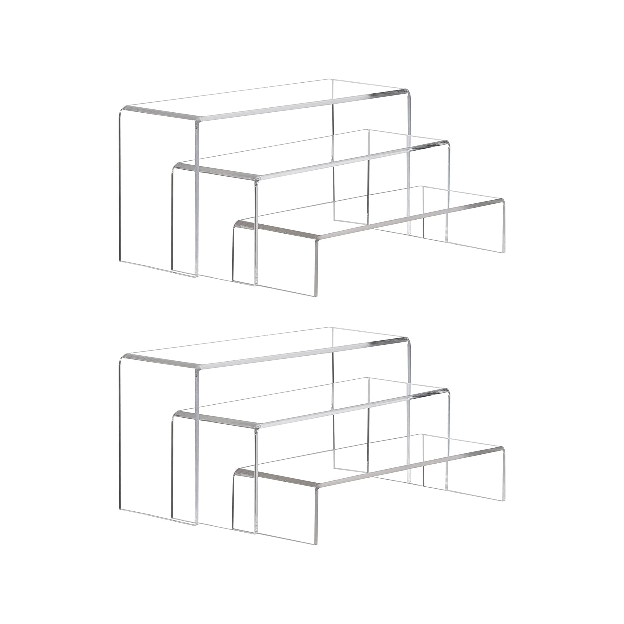 SulfarClear Acrylic Display Risers | 6 Pack Showcase Stands for Shoes, Retail Display, Cupcakes, Desserts, Collectibles | Transparent Display Stand Set