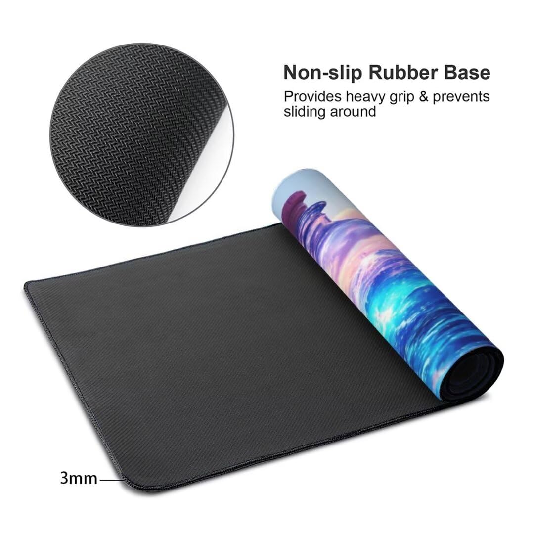 Alfombrilla de ratón 1400x600x3 MM, Alfombrilla Ratón XXL Extendida de Gran Tamaño con Bordes Cosidos, Base de Goma Antideslizante Almohadilla para Teclado, Botella de Deseo S-11999