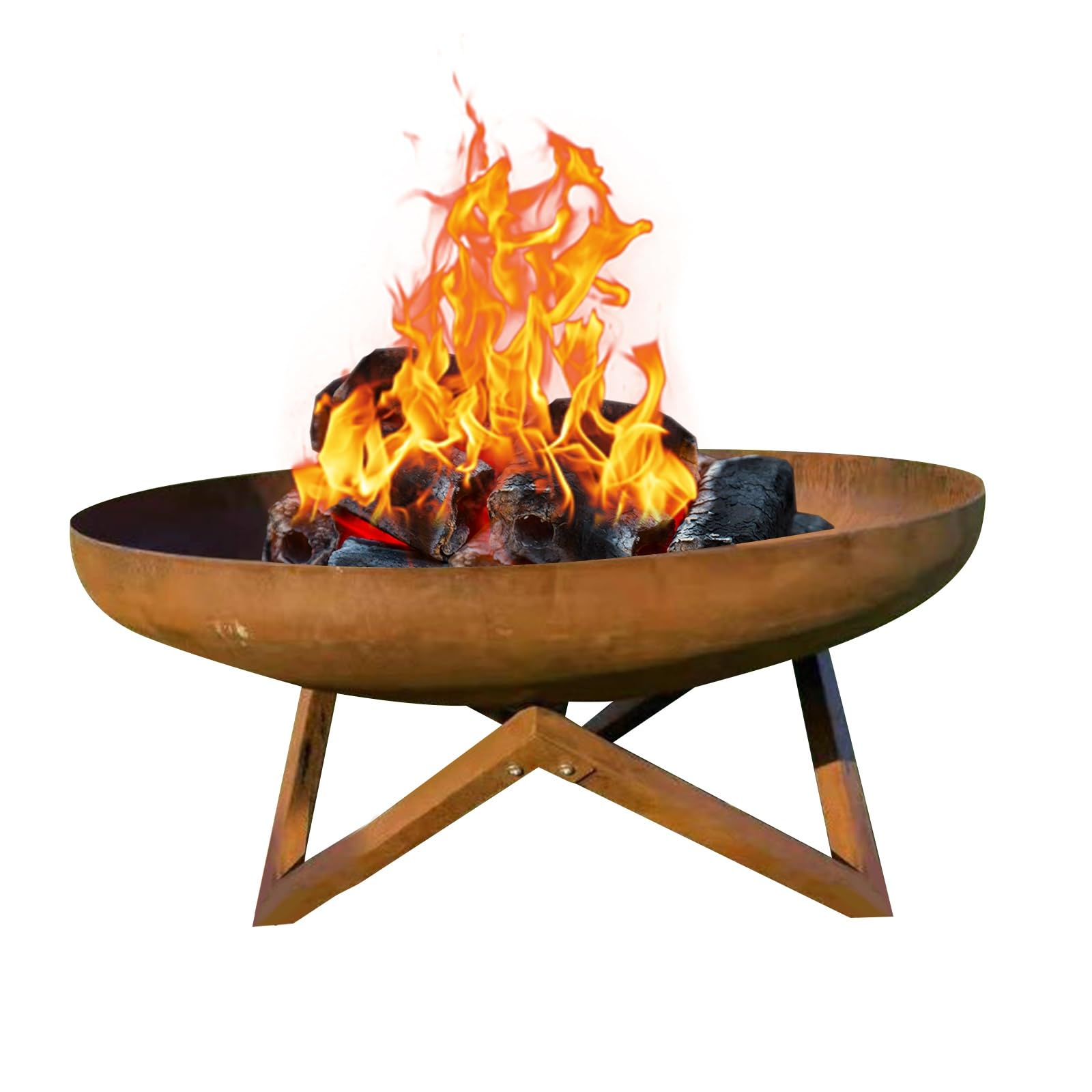 Braciere da Giardino, Bracere da Giardino Esterno, Corpo Vasca in Acciaio Corten Ispessito for Barbecue a Falò a Pellet sul Patio, Giardino, Picnic in Cortile, 5-7 Persone