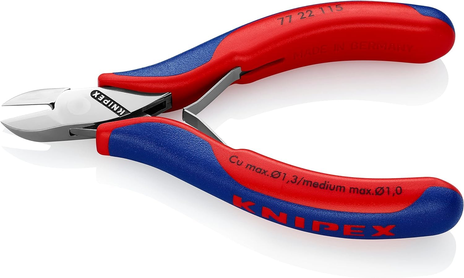Knipex Pince coupante de côté pour l'électronique avec charnière entrepassée avec poignées multimatières 115 mm, 77 22 115
