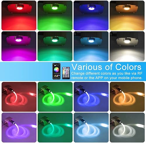 Miniatura 8 de Kit de proyección de luces de estrellas en el techo, de fibra óptica con Bluetooth de 16 W, control remotoApp LED RGBW