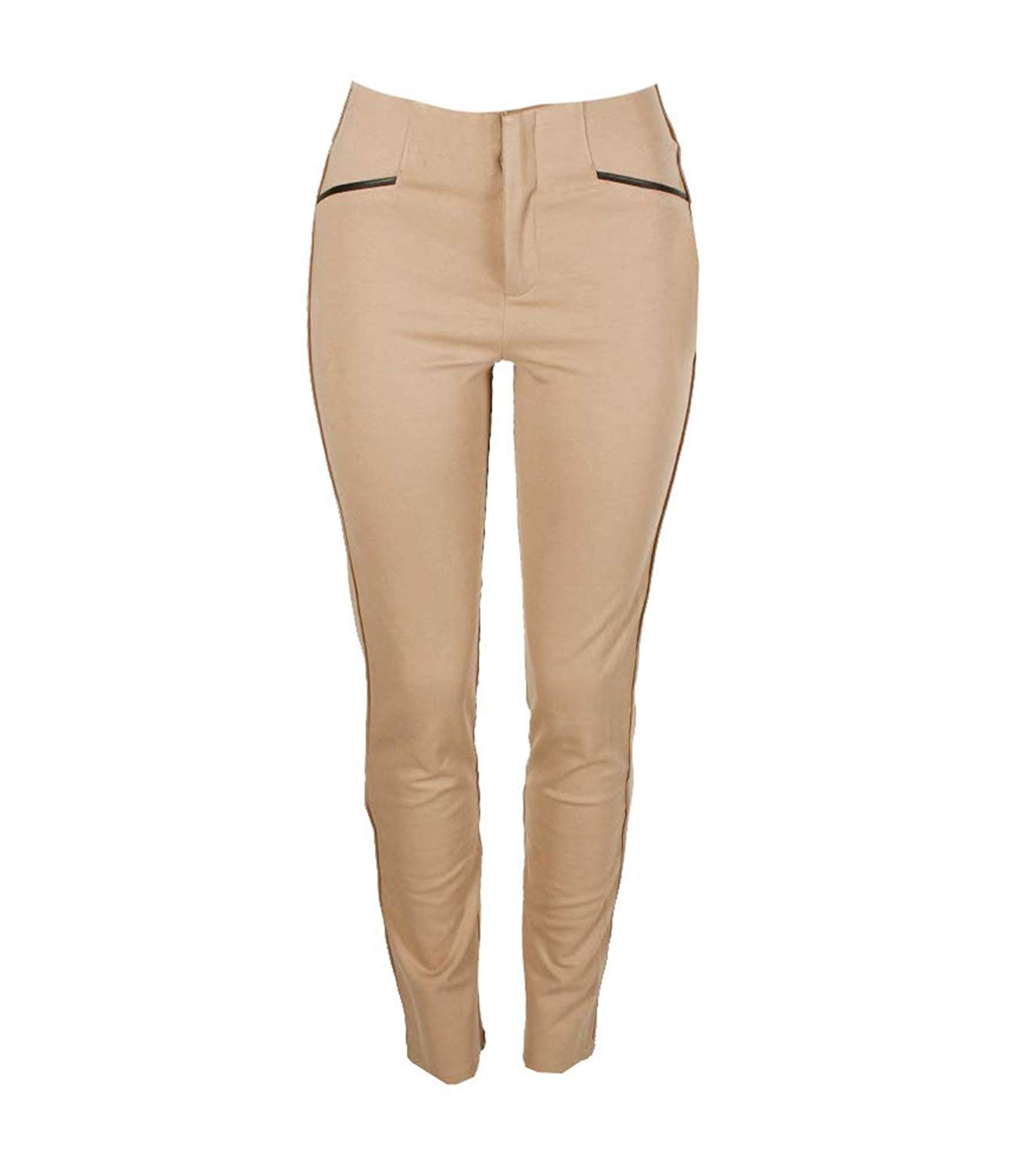 I-N-C Womens Faux Leather Casual Trouser Pants Beige 14 Short
