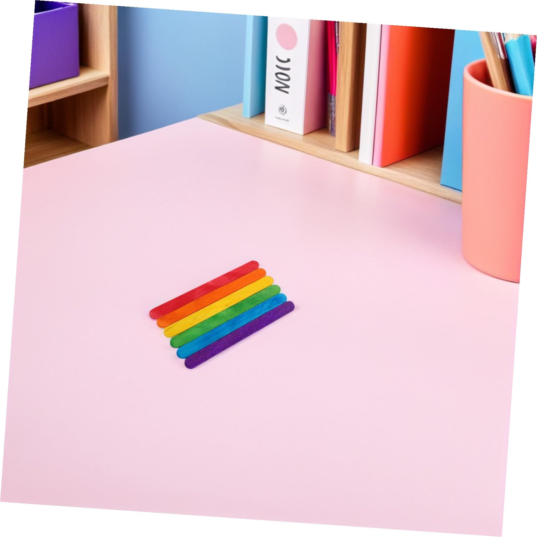 WOONEKY 500 Piezas Palitos de Madera para Manualidades y Helados Varillas de Madera Aptas para Alimentos Reutilizables Coloridos para Actividades DIY Infantiles y Escolares