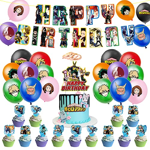 My Hero Academia Décoration d'anniversaire – Ballons, bannières, gâteau et accessoires pour fêtes d'anime