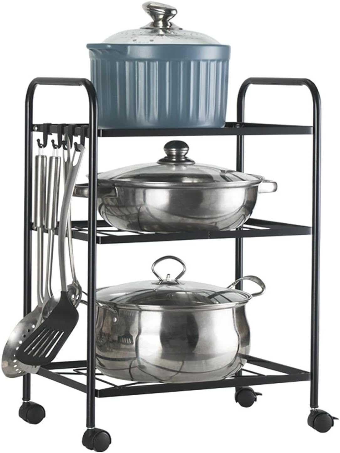 Pot Stand Corner Shelf Pan Storage Organizer for Kitchen with Saucepan Racks - Space Saving Pot Rack Holder for Countertop or Cabinet Storage
