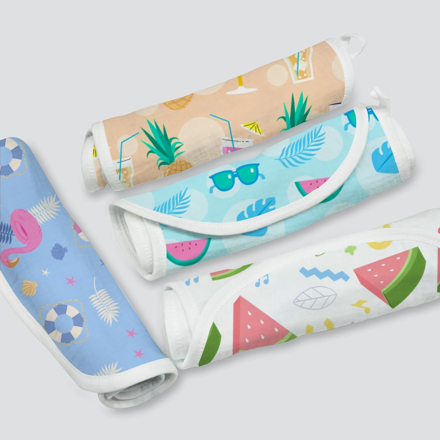 5 Pack Colorful Baby Burp Cloths for Girls Boys with Summer Theme Design,Super Absorbent Baby Burping Cloths for Newborns Gifts Baby Spit-Up Cloths,Machine Washable and Reusable
