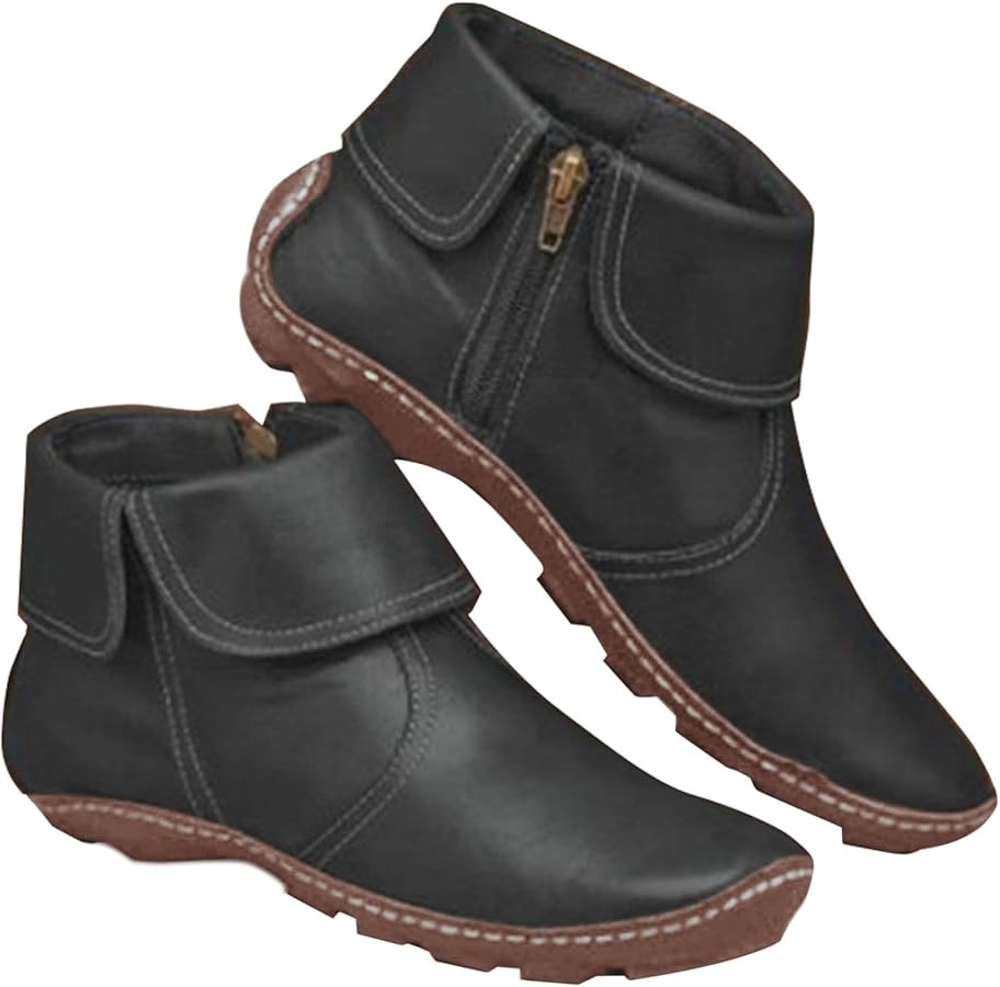 Bottes Talon épais Bottines Femme Talon Western - Style Gothique Daim Fermeture éclair Côté Bottes Western Talon épais