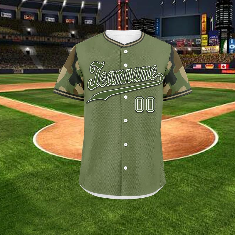 Custom Camouflage Baseball Jersey for Men Button Down Baseball Shirts Sports Uniform Personalized Jersey Name Number