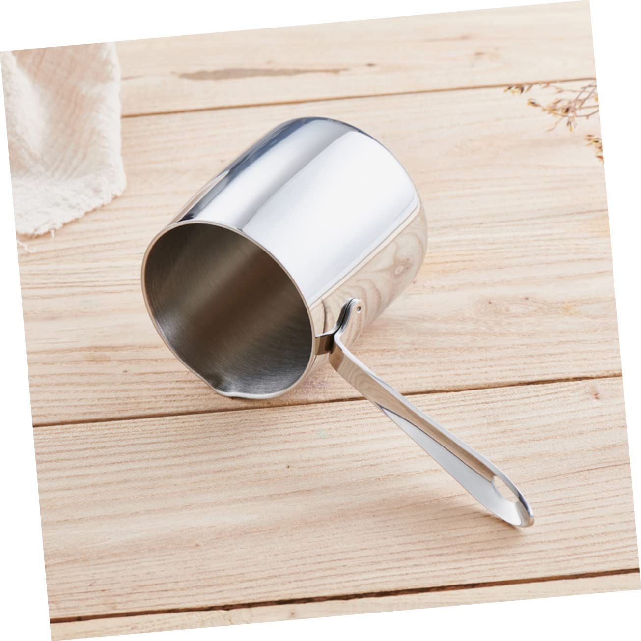 CIYODO Coffee Kettle 370ml Pot Cream Melting Kettle Stainless Steel Pot with Spout for Home Use