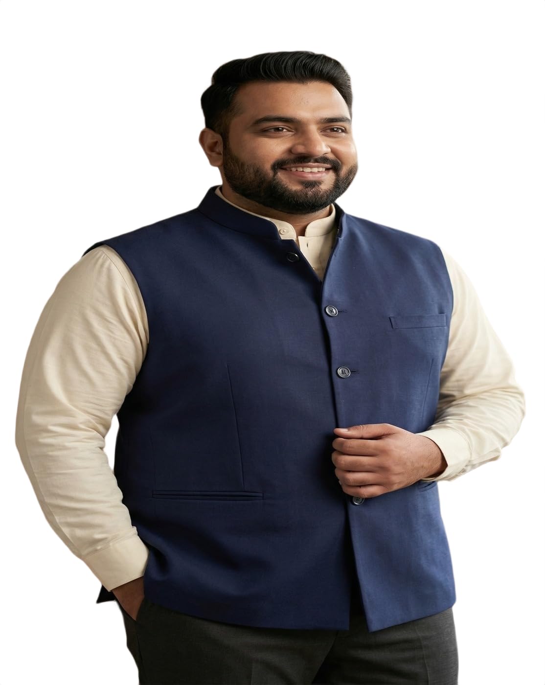 Men’s Navy Blue Nehru Jacket,Modi Jacket-picture-10