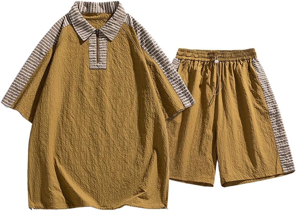 [FJLTDCP] tシャツ メンズ 上下 セット 夏服 半袖 カジュアル Tシャツ なストライプデザインで 吸汗速乾 服 大きいサ