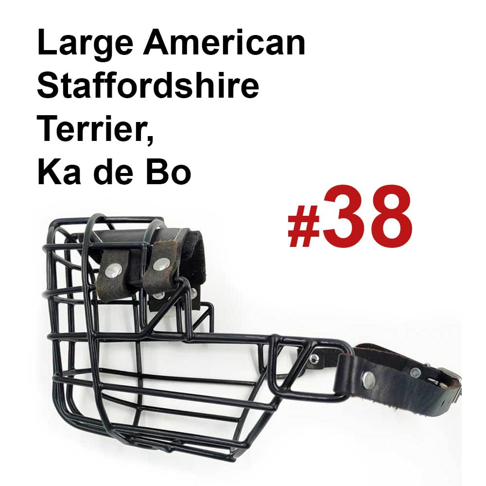 Bozal de Metal para Perro (Talla 38, XL) para Amstaff Grande, Pit Bull, Ca de BOU - Cesta de Alambre de tamaño máximo para Cabeza Ancha y hocico Corto - Duradero y Transpirable