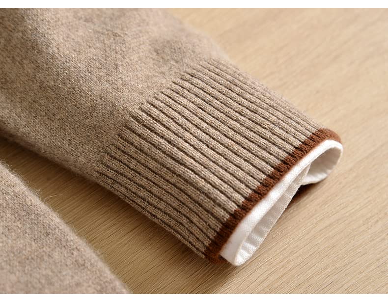 Alloaone Men V-Neck Winter Solid Cashmere Sweater Thickening Business Warm Pullover Base Sweater4