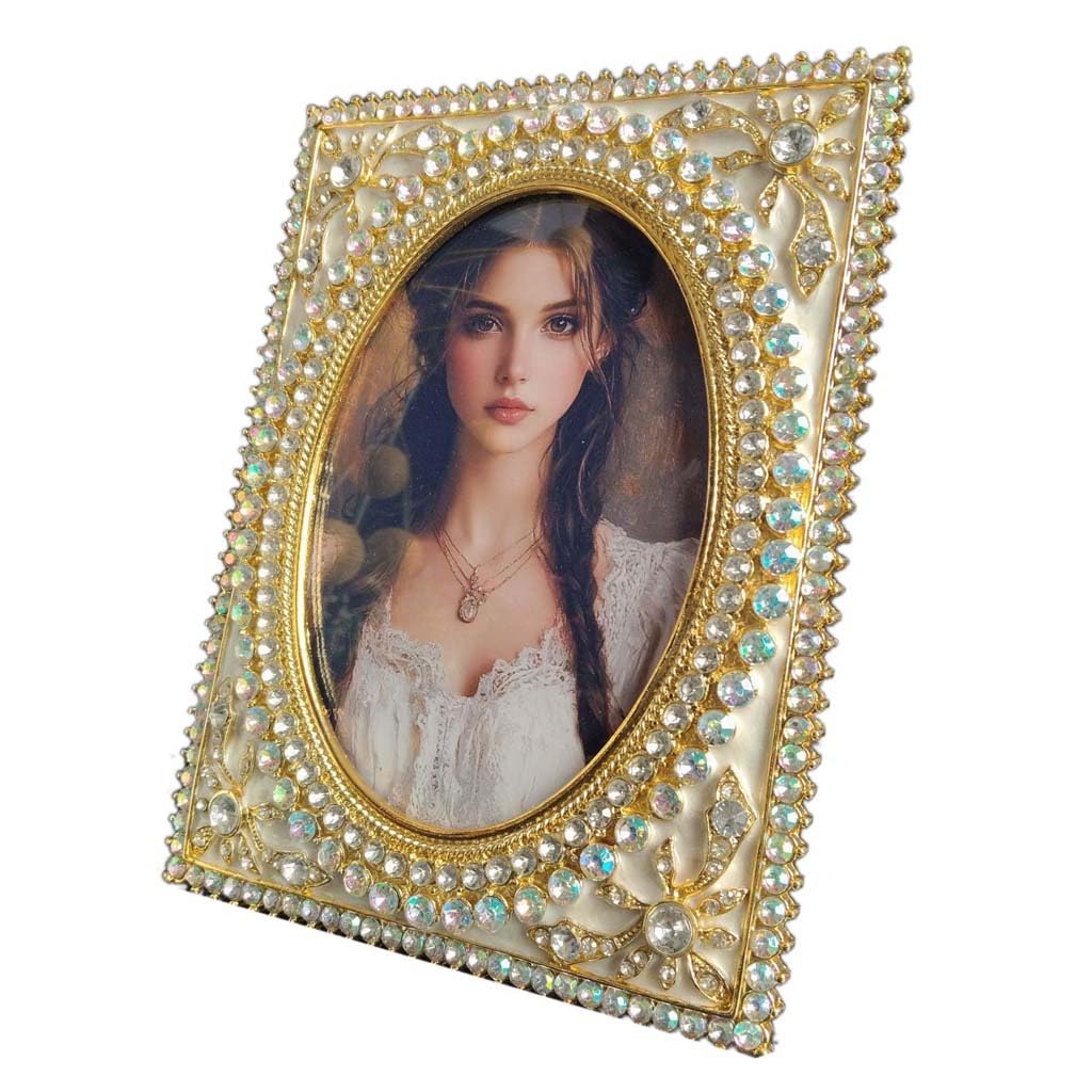 ZXWSTORE 5x7In Metal Photo Frame, Home Decoration Embellishment Photo Frame Stand, Gold