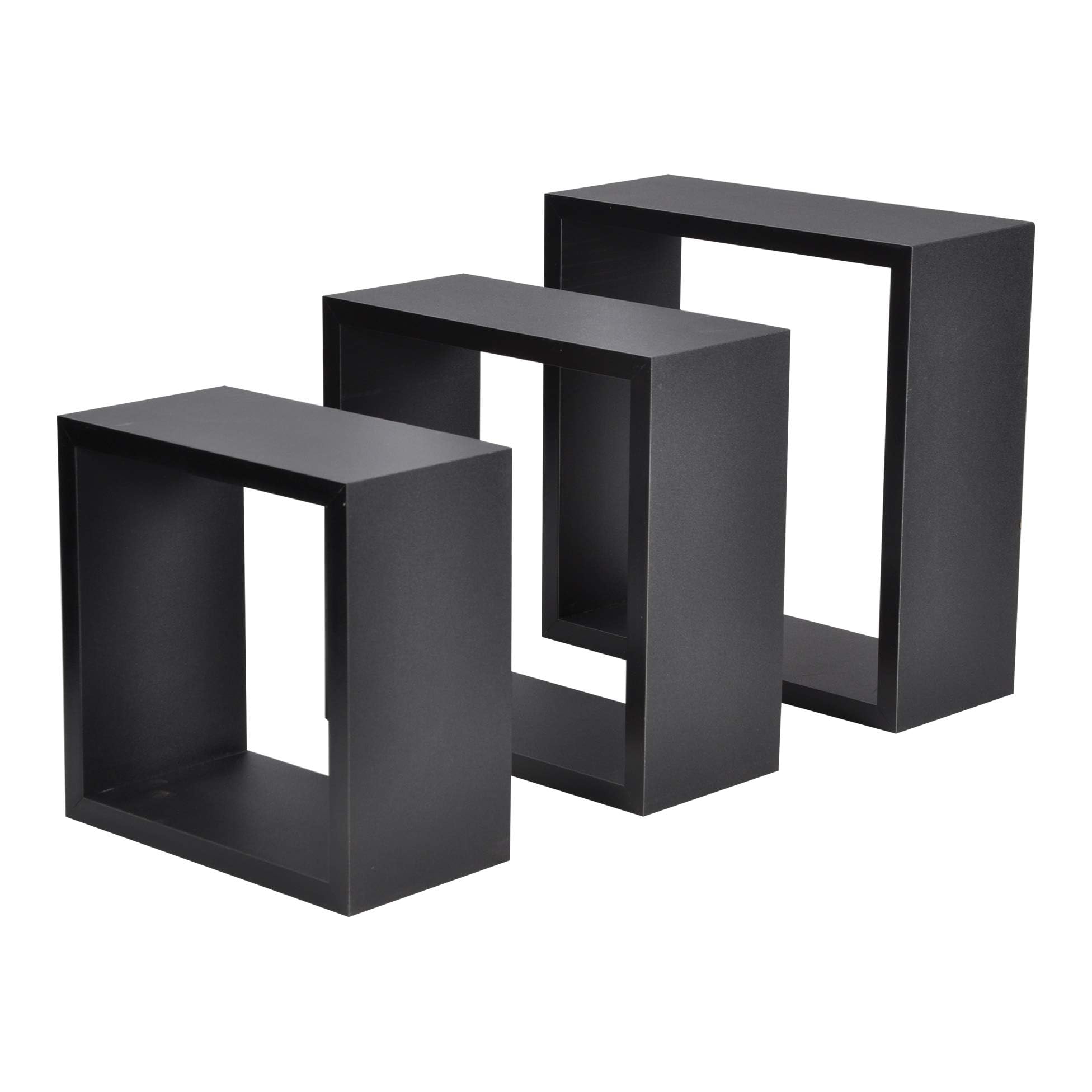 Modul'Home 6RAN789BC - Mensole a cubo, in MDF, 11,8 x 30 x 30 cm, pannello MDF, nero, 3 taglie 23 cm/26,5 cm/30 cm, 2 Unità