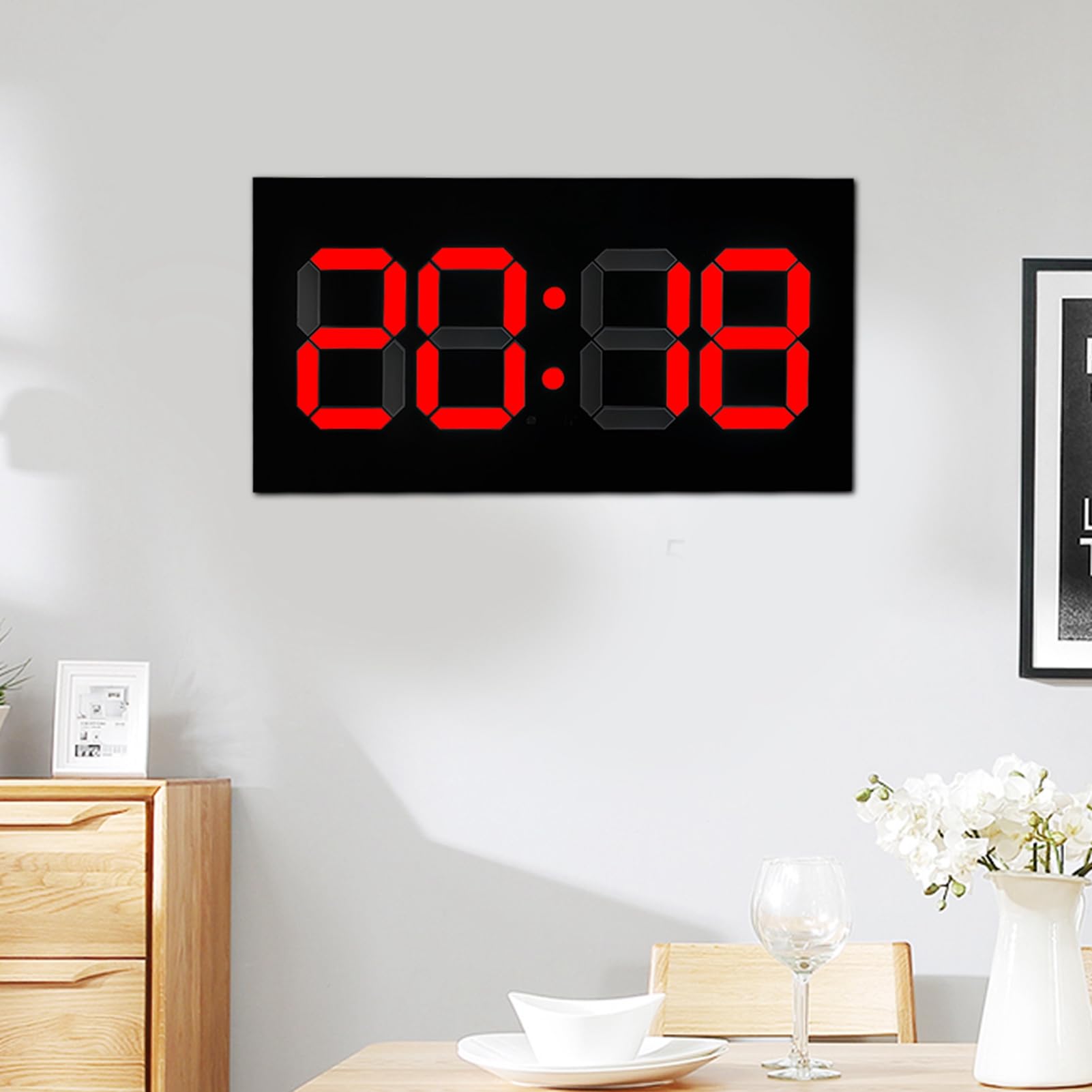 Gran reloj digital con números y control remoto, ahorro de energía acrílico 3D despertador, perfecto para el hogar y la oficina (enchufe de la UE)