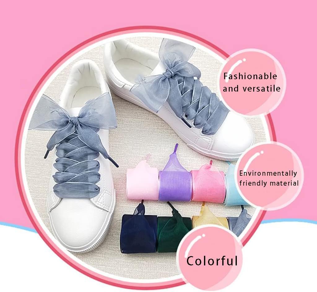 Cordones elásticos para zapatos, 4 cm, hilo de organza extra ancho, translúcido, plano, adecuado para zapatos blancos pequeños, zapatos casuales, zapatos de cuero, zapatos de lona, zapatos de