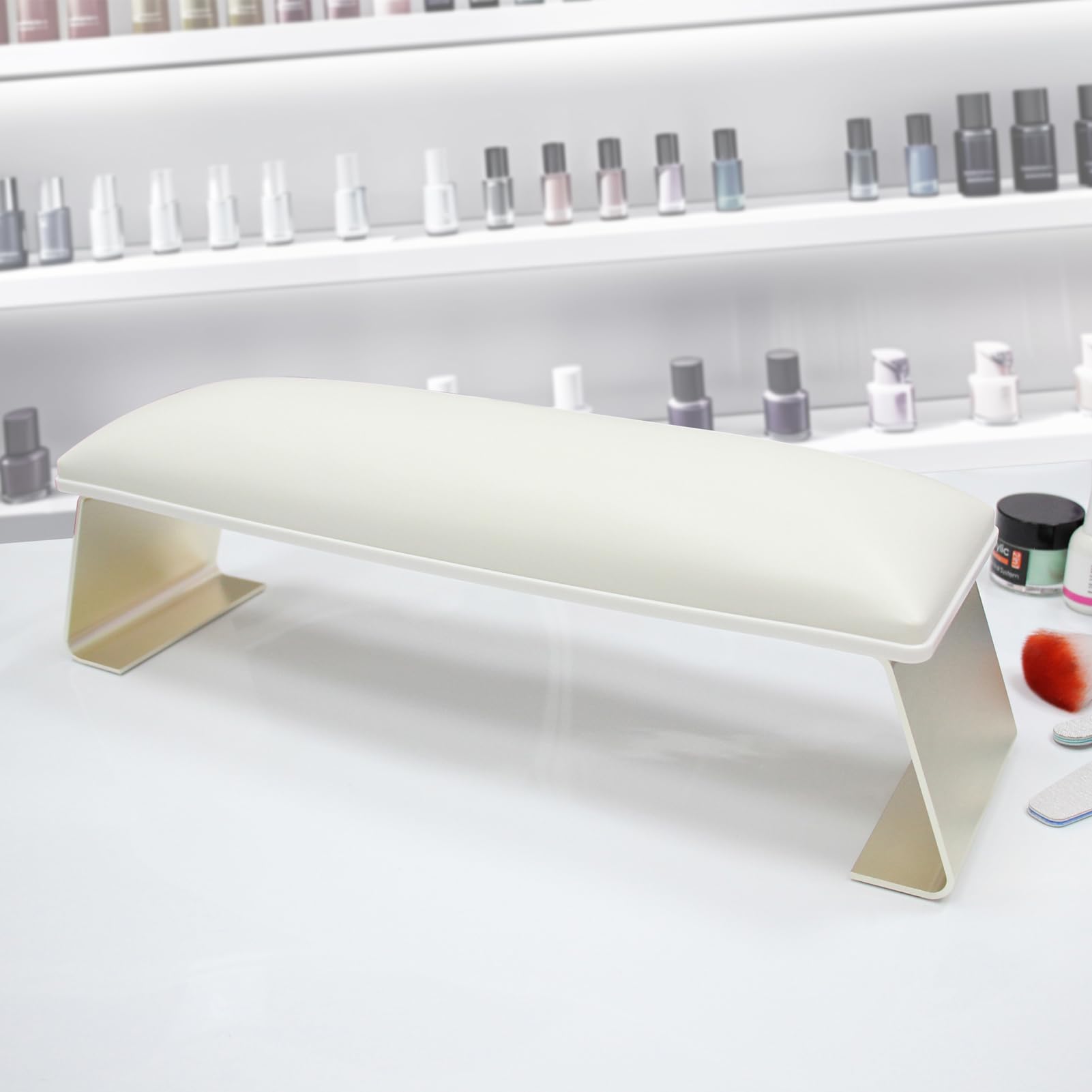Handauflage Nagelstudio Handgelenkauflage, Armauflage für Nägel, Wrist Rest für Nägel für Nageltechniker Handkissen Nagelstudio Maniküre-Hand, Mit Beinen aus Aluminiumlegierung ﻿ (Weiß)