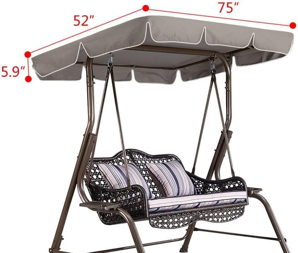 Miniatura 3 de Toldo de columpio para porche, cubierta superior impermeable de repuesto, para asiento de jardín, toldo de repuesto para patio al aire libre (color