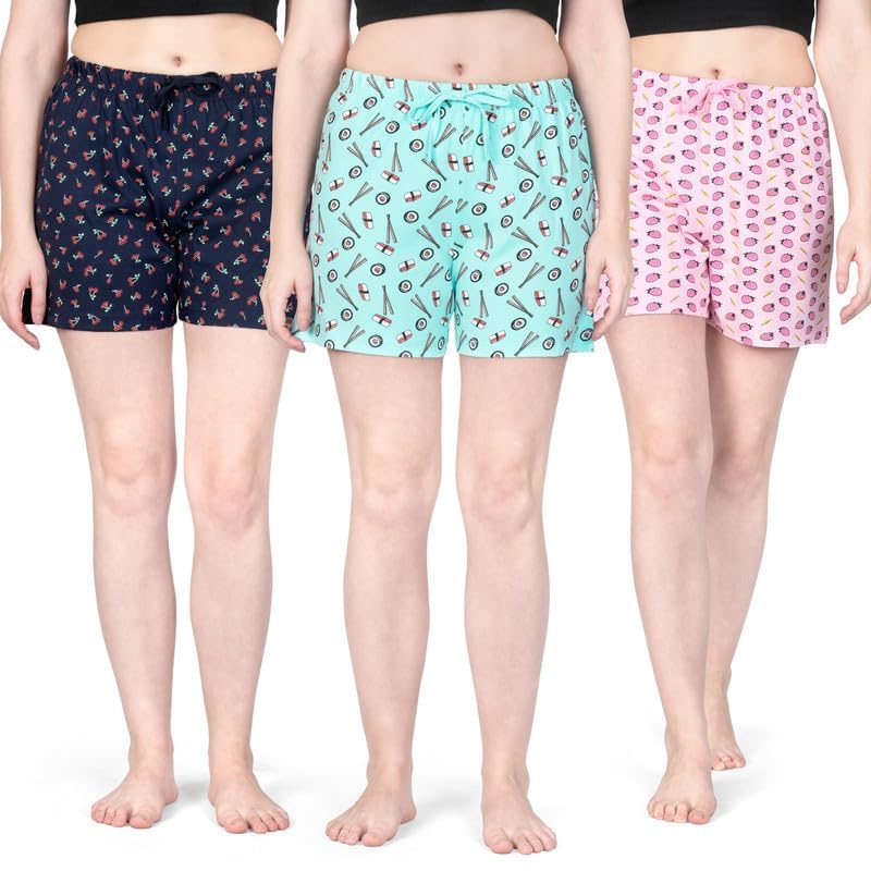 romano nx Women's 100% Cotton Shorts, Assorted Prints, Regular Fit, Combo Pack of 3-picture-13