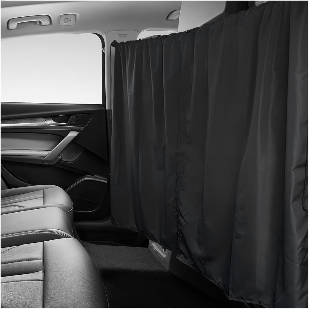 3PCS Car Privacy Curtain, Vehicle Blackout Divider Curtain with 2 Rear Side Window Shades, Car Sunshade Screen Cover Blocks Light for Sleeping Camping Fit Sedan SUV Truck