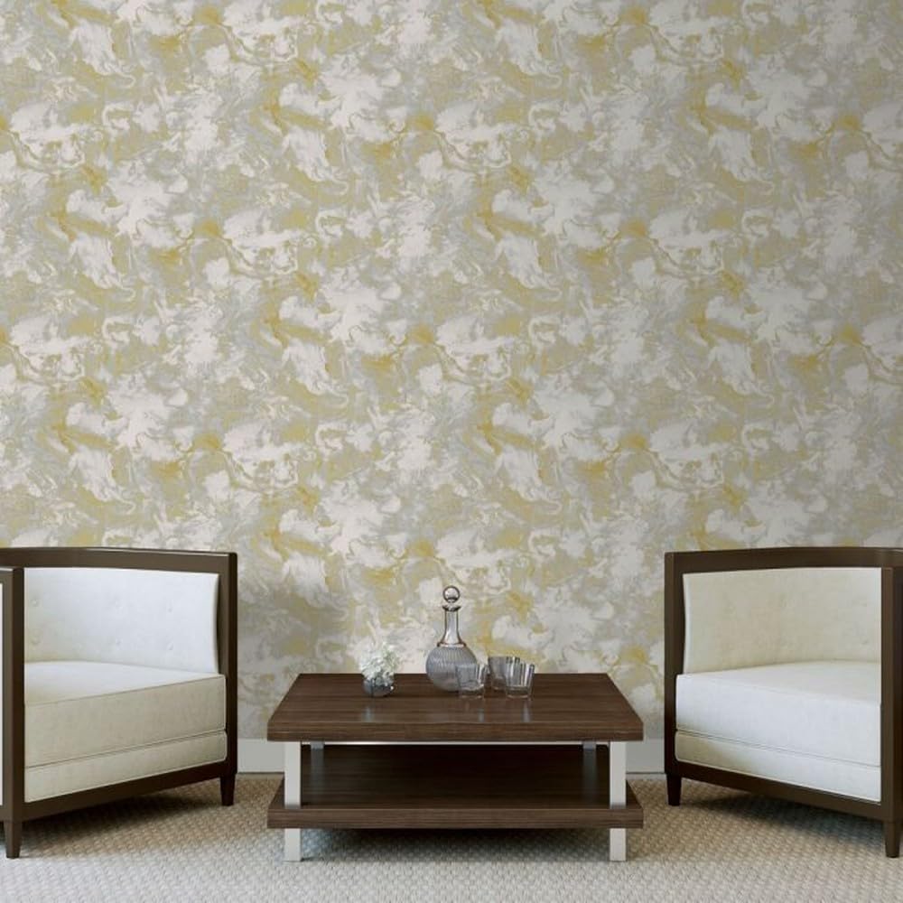 Liquid Marble Wallpaper Black/Gold Debona 6357