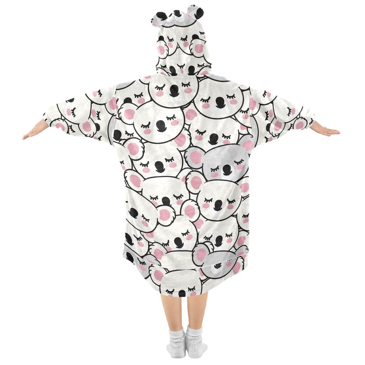 Koala Bears uroczy dziecięcy koc do noszenia bluza z kapturem oversize bluza koc sweter koala zwierzę dla chłopców i dziewcząt w wieku 3-14 lat