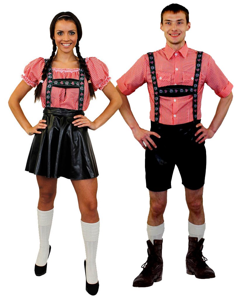 Déguisement Oktoberfest Homme Complet - Costume Bavarois Traditionnel Avec Bretelles, Chemise Carreaux, Chapeau Plume Et Chaussettes