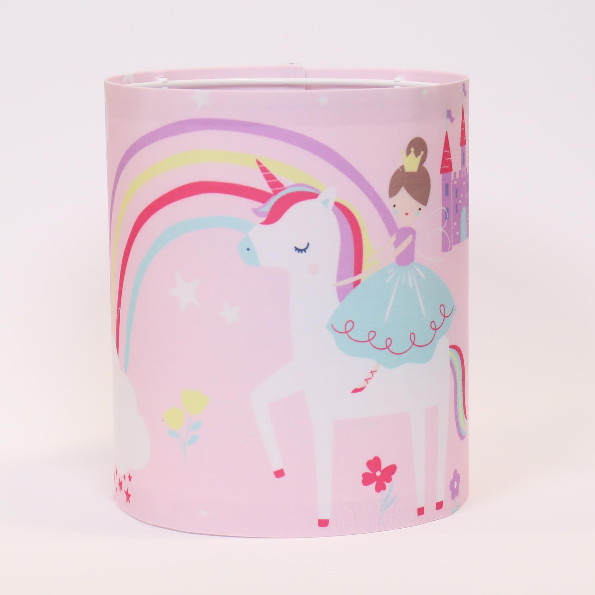 Happy Linen Company Girls Pink Castle Unicorn Unicorns Table 18Cm X 21Cm Lamp Shade