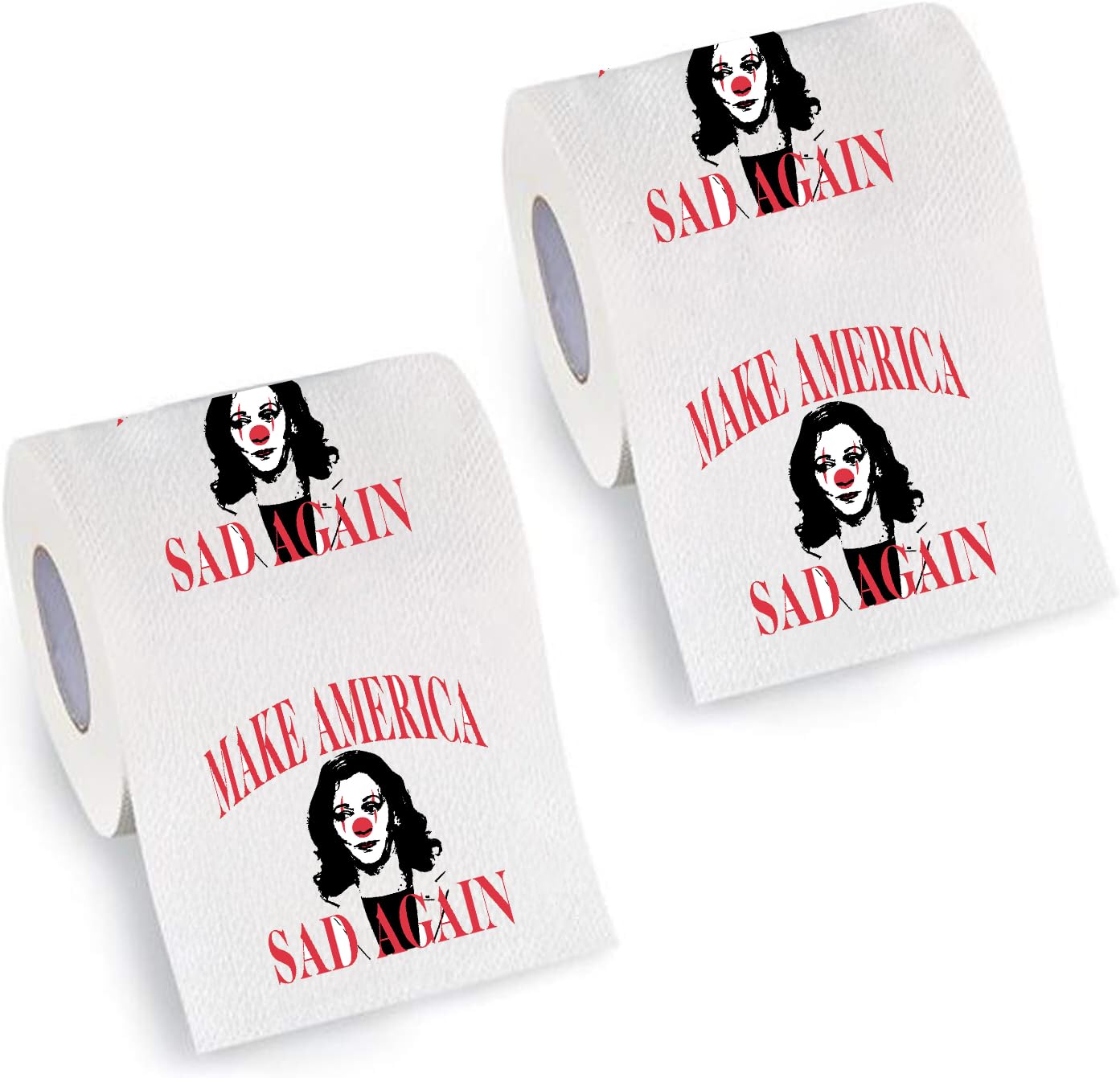Kamala Harris Funny Political Toilet Paper Rollby Gagster - TP Prank Democrat & Republican Gift, Election Joke Gifts, White Elephant Gift Exchange, Secret Santa, (Make America Sad Again, 2-Pack)