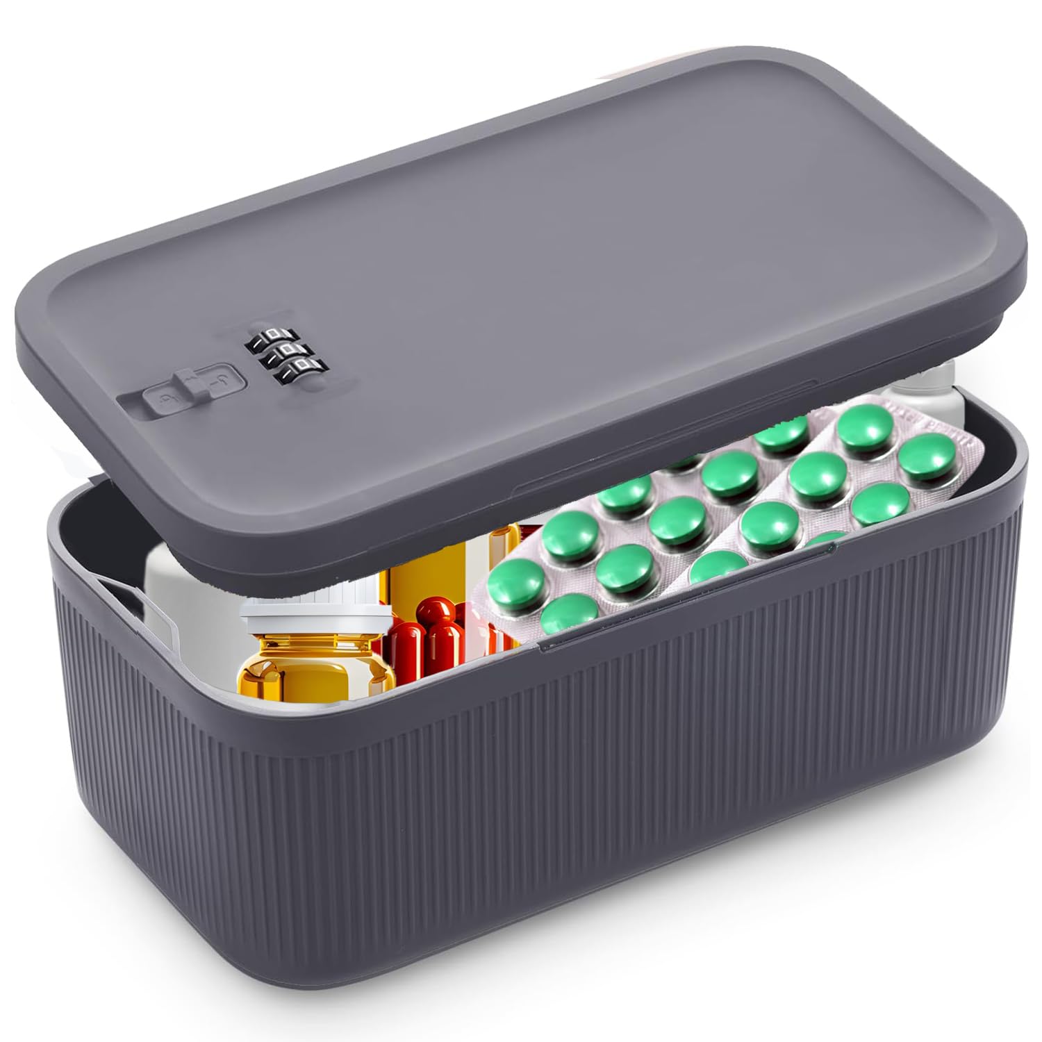 Boîte de rangement sûre pour médicaments avec serrure à combinaison inviolable