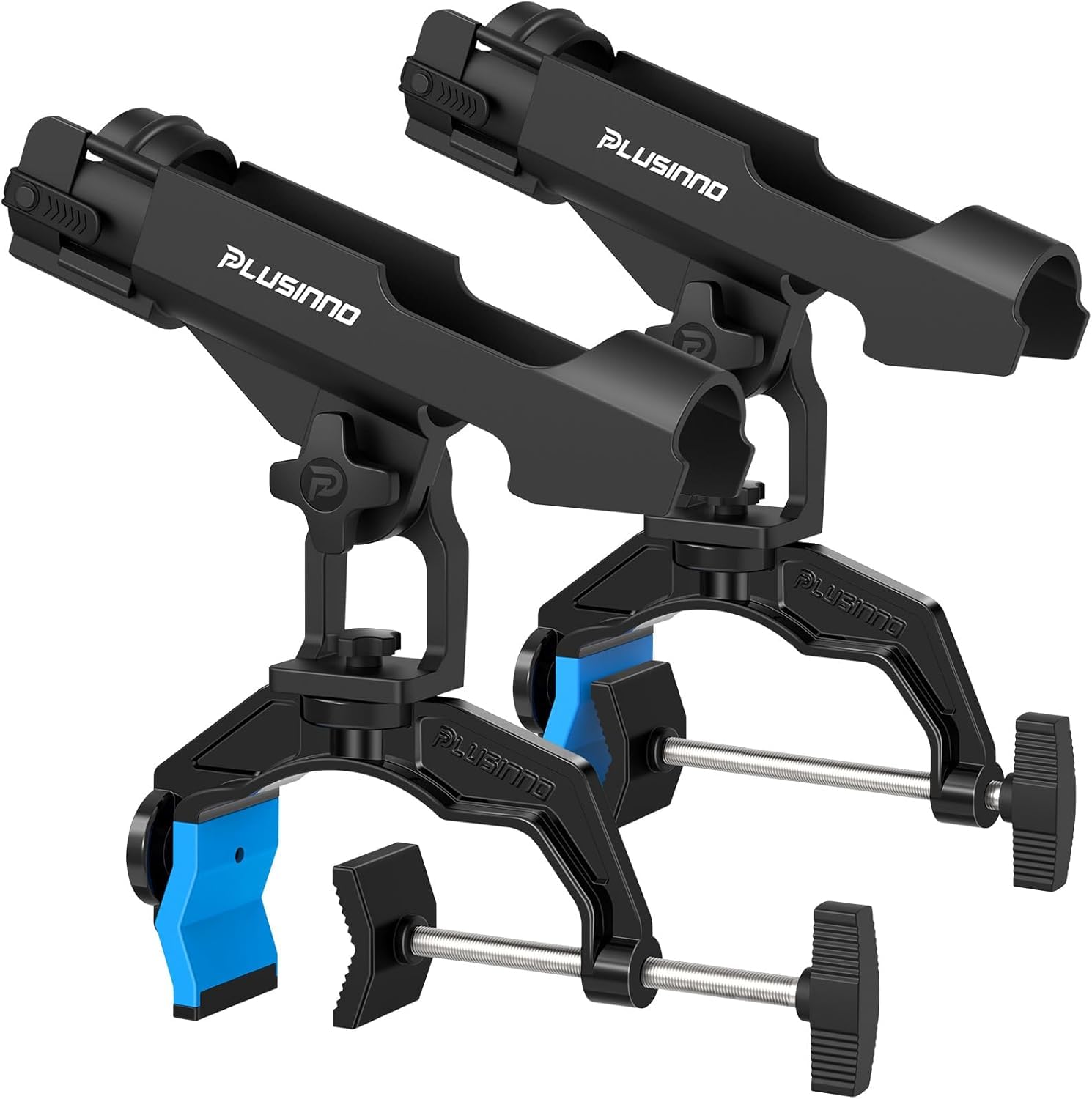 PLUSINNO Angelrutenhalter für Boote, Angelausrüstung mit vergrößertem Clip, innovatives Design in Doppel-V-Form, geeignet zum Angeln auf Rundrohr-/Vierkantrohrbooten, Angelgeschenk für Herren