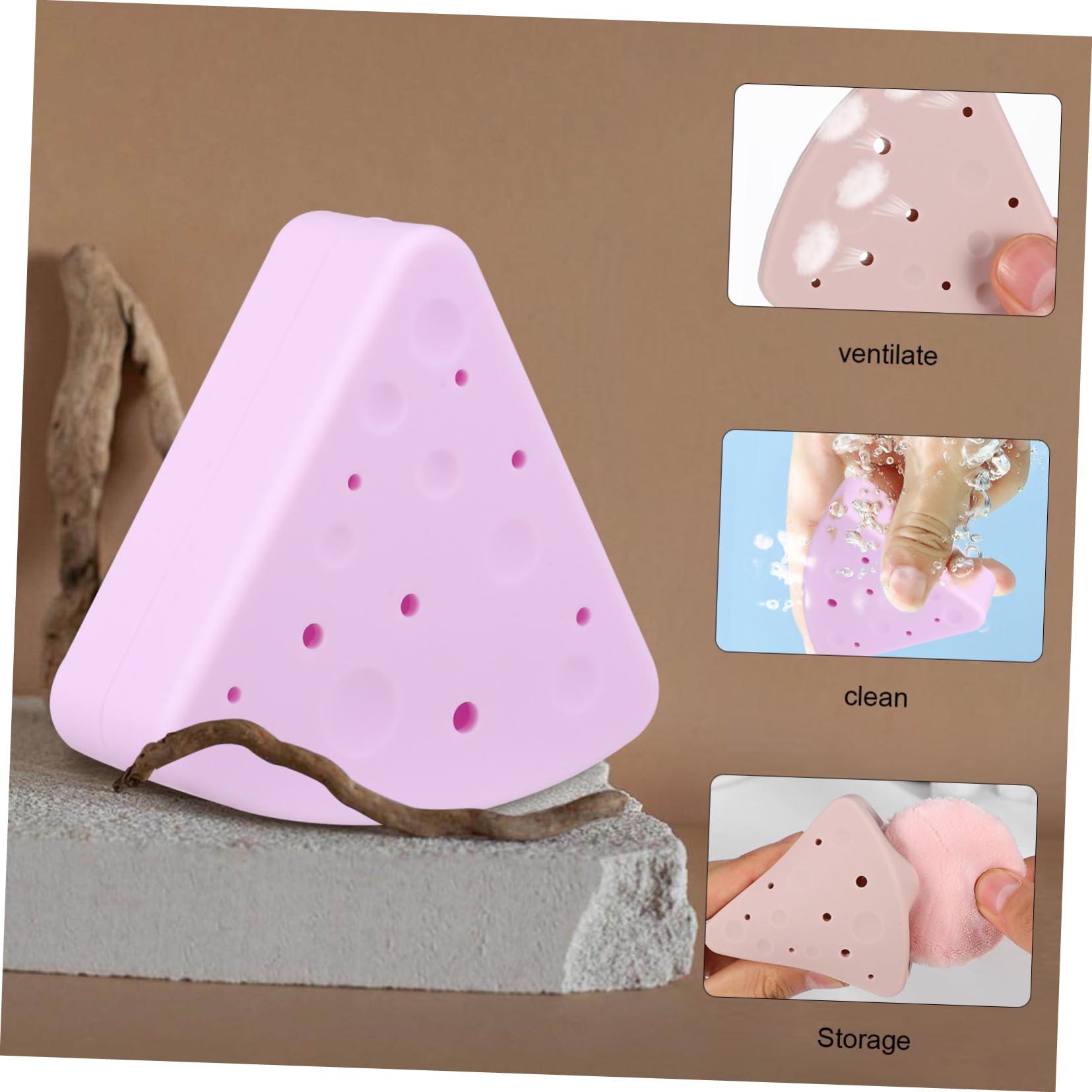 Ipetboom 8 Piezas Soporte Para Borlas De Polvo Sostenedor Del Soplo Del Polvo Del Triángulo Soplo De Polvo Triangular Maquillaje En Polvo Viajar Constituir Soporte De Esponja Gel De Sílice