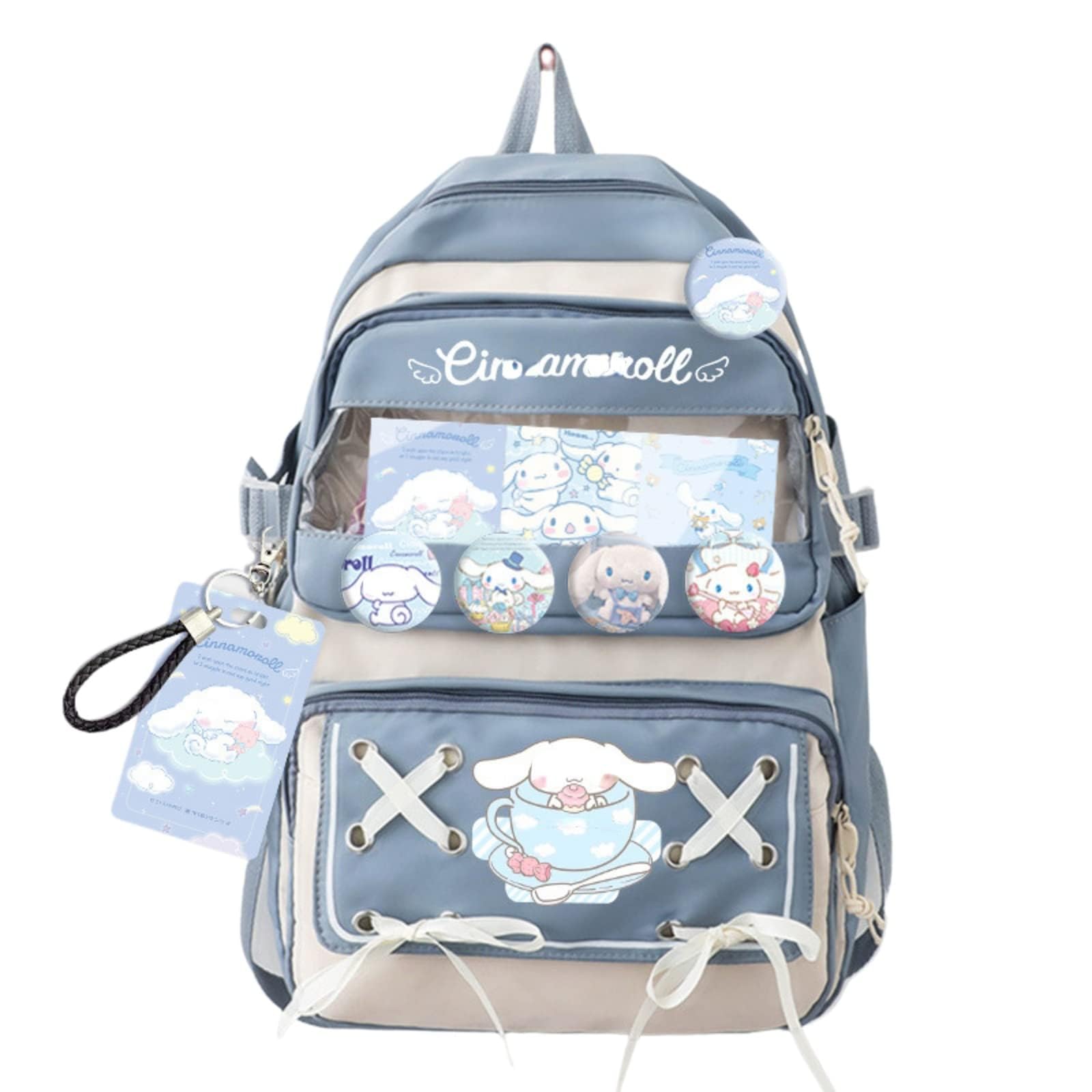 Festa ParkCute Cool Backpack for Teens Girls, Ita Bag Kawaii Backpack with Kawaii Pins Accessories for Christmas Gifts (Blue)…
