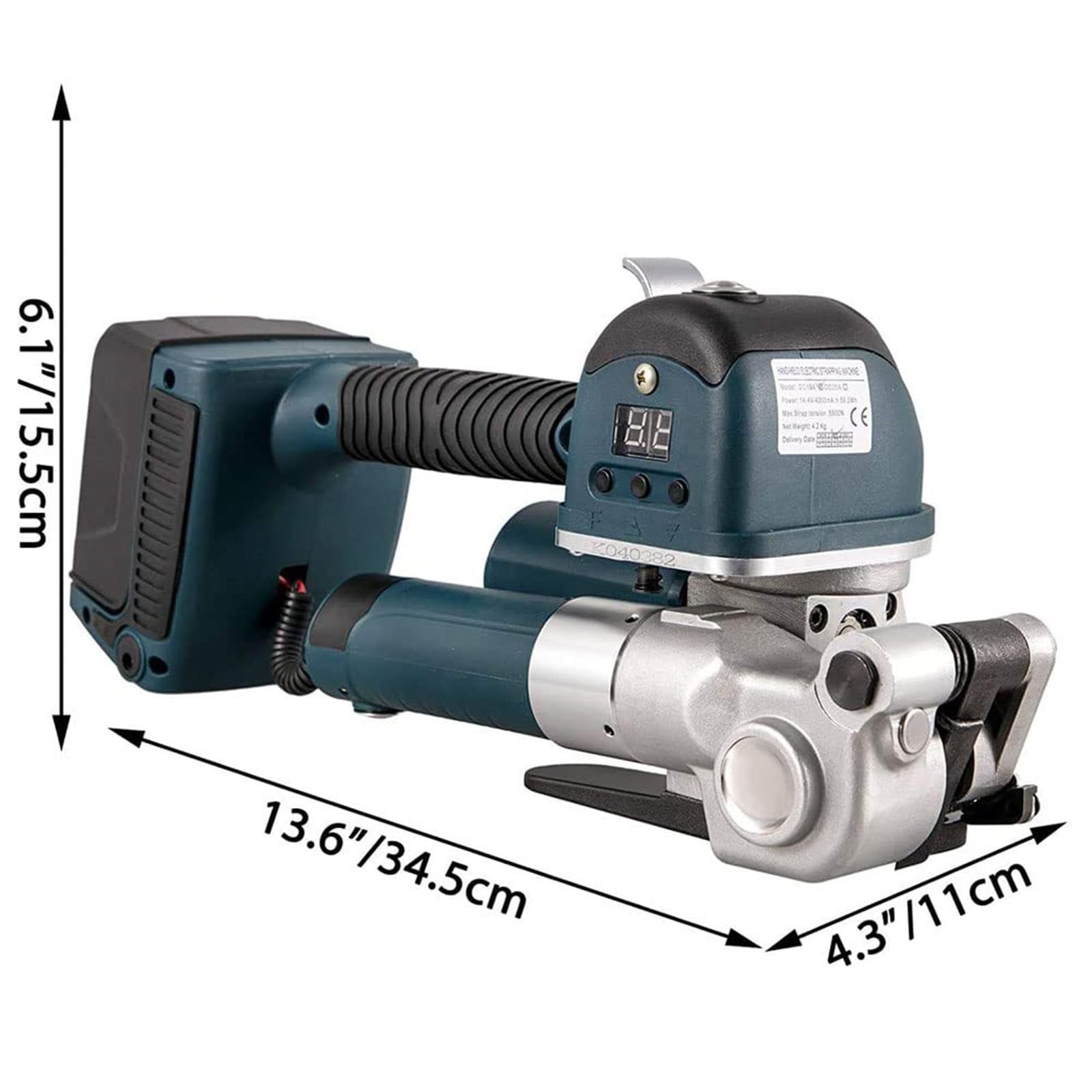 Reggiatrice Elettrica 3 in 1 - Saldatura/Imballaggio/Taglio - Strumento di Reggiatura Automatico Portatile, per Reggette in Pet Larghe 13-19 Mm Kit di Fusione A Frizione - Leg