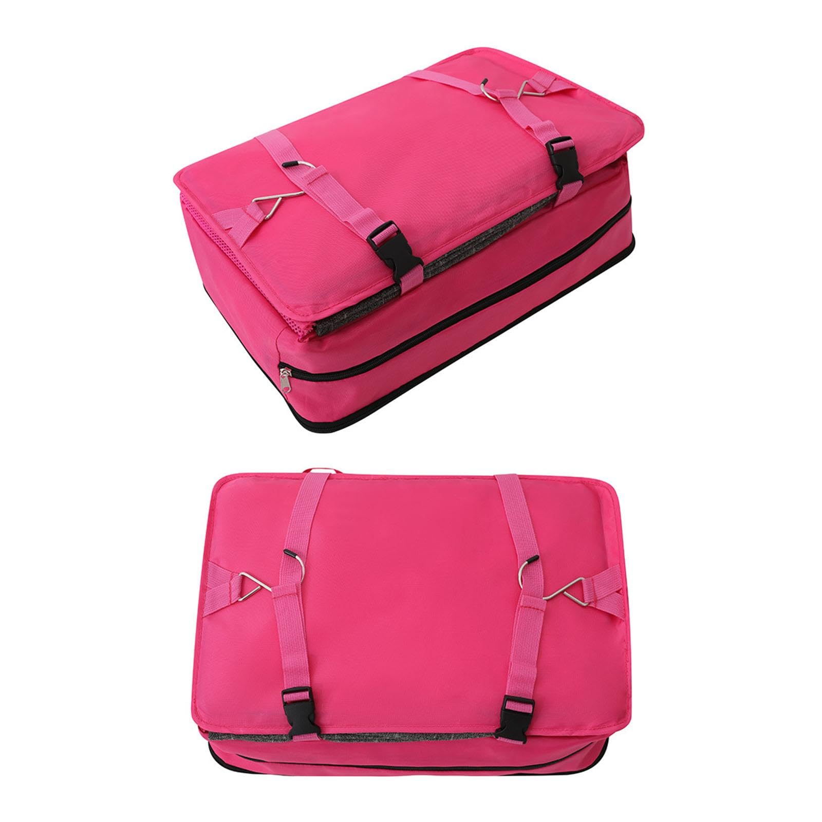 Organisateur de Dressing Suspendu Sac de Rangement pour Vêtements Compartiment de Trois Étagères Fonction Pliable Convient pour Rangement, Rose Rouge